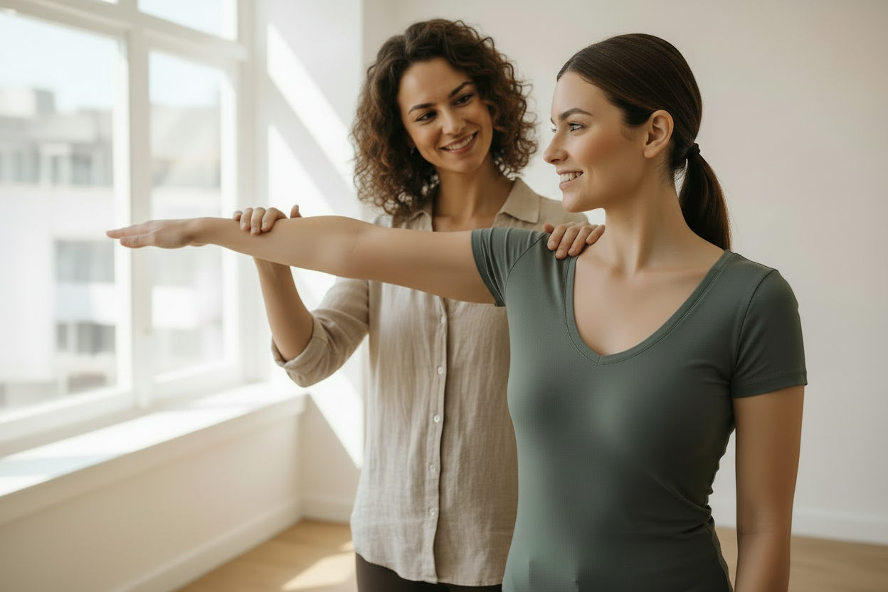 Now add one hand on the girls wrist